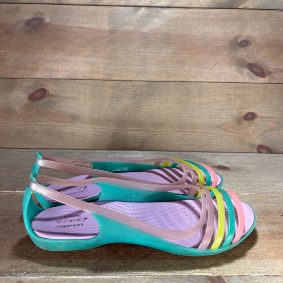crocs isabella huarache womens size 6 shoes multicolor slip on work flats - Picture 2 of 10